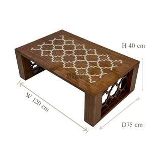 Table basse moderne avec design géométrique blanc et finition en bois de qualité supérieure pour une décoration élégante du salon - Product Image 4