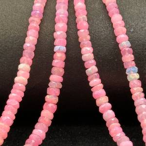 Perles d'opale éthiopienne rose naturel | Opales Rondelle à facettes multi-feu | Fil d'opale Welo 4-5mm pour la fabrication de bijoux - Product Image 3