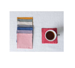Posavasos de lino Artesanía de color blanco neutro con posavasos de lino de tela de lino de doble capa a la venta - Product Image 5