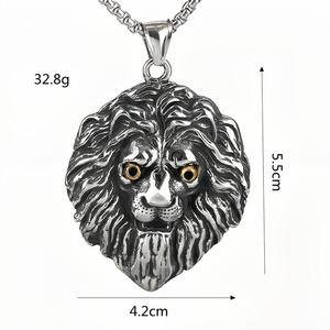Collar de Acero de Titanio Estilo Retro Hip-Hop para Hombre, Colgante de Cabeza de León Vintage, Accesorio de Moda al por Mayor, Estilo Yunnique - Product Image 5