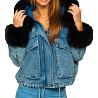 Veste matelassée imperméable en denim de coton bleu délavé personnalisée pour femmes, manches longues, bouton vintage, élégante, décontractée, vêtements d'extérieur d'hiver