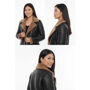 Veste en cuir de mouton pour femme, de haute qualité, à bas prix, respirante, écologique, légère, unie, finition lisse, pour l'hiver - Product Image 6