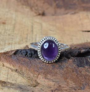 Bague fine pour femme en argent 925 faite à la main avec améthyste pierre précieuse coupe ovale Source directe pour mariage tenue quotidienne - Product Image 1