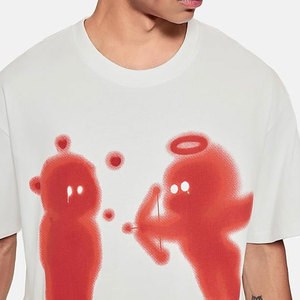 เสื้อยืดฮิปฮอปคอกลมแบบถักสำหรับผู้ชายเสื้อยืดโอเวอร์ไซส์พิมพ์ลายลำลองตามสั่ง - Product Image 5