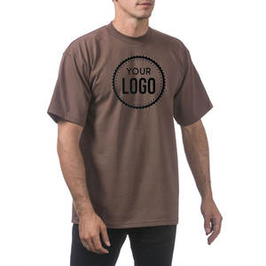 Camiseta informal marrón de cuello redondo para hombre, ropa de calle, camiseta de peso pesado Pro Club, Camiseta con estampado personalizado para hombre, logotipo personalizado - Product Image 3