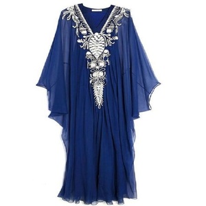 Abaya longue ethnique du Moyen-Orient à manches longues, style kimono ouvert, vêtement islamique en lin 100% brodé, longueur genou, été - Product Image 2