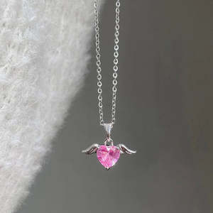 ชุดแหวนและจี้รูปหัวใจรักนกสีเงินสไตล์โรแมนติก - Product Image 2