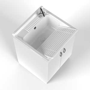 Mongardi 60L Unità Lavanderia Mobile da Interno in Legno Resistente agli Acidi, Ecologica e Moderna, con Vasca in Resina Forabile per Facile Installazione del Rubinetto - Product Image 2