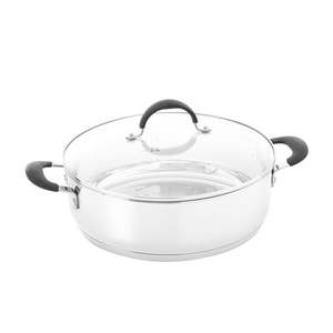 Modern Design Hotpot Set <b>with</b> <b>Glass</b> <b>Lid</b> Luxurious Casseroles in Silver Color for Regular Use at Home and Restaurant - Product Image 1