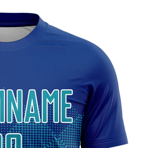 Index Apparel Men's Sublimated Soccer Jersey Crew Neck Short Sleeve Blue Teal Geometric Design <b>Athletic</b> Fit - Product Image 3