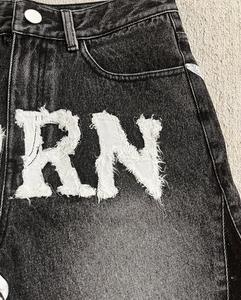 EDGE DENIM Fabricant Personnalisé en Détresse Broderie Appliques Patch Jeans Shorts Hommes - Product Image 4