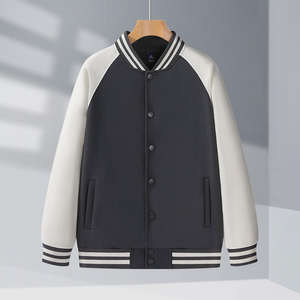 Logo personnalisé Baseball Loose Casual Varsity Sport Jersey Jacket Noir Blanc Baseball CollegeBaseballjacket pour hommes - Product Image 1