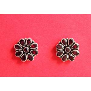 925 boucles d'oreilles en argent Sterling goujons faits à la main brun grenat fleur bijoux de mariage or naturel grenat élégant boucles d'oreilles - Product Image 1