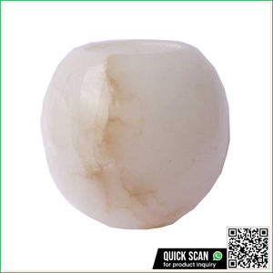 Portavelas hecho a mano de piedra de alabastro blanco perfectamente diseñado de forma ovalada para exportación disponible en cantidad al por mayor - Product Image 2