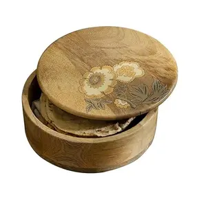 Cazuela con tapa de madera Servicio de grado alimenticio Fácil de llevar Organizador de cocina y almacenamiento de cocina Caja de madera Chapati