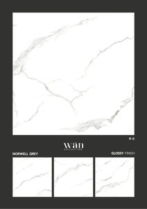 Carreaux de porcelaine blanche moderne 600x600 aspect marbre émaillé en céramique avec finition polie brillante pour mur intérieur de salon - Product Image 6