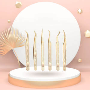 Pinzas de pestañas al por mayor para extensión de pestañas 90 grados punta de fibra calentada desnuda personalizada pinzas de 90 grados - Product Image 3