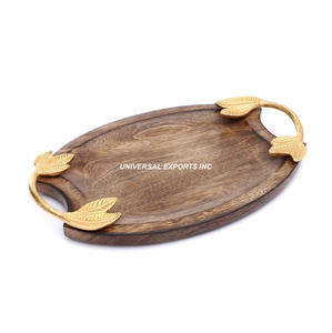 Ensemble de trois plateaux de service décoratifs en bois plateau de chocolat design fait à la main de haute qualité classique élégant nouveau plateau de service - Product Image 3