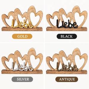 Objet décoratif en forme de cœur en bois avec la lettre « Liebe » en métal sur la base, pour la décoration de table, de la maison, de Noël, de l'hôtel. - Product Image 4