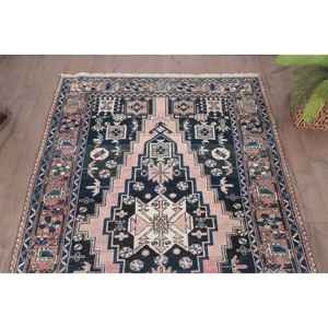 Alfombra Turca Vintage de Lana Azul, 4.3x6.2 pies - Product Image 4