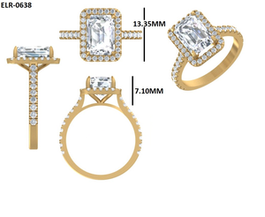 Anillo de Compromiso de Estilo Vintage para Ella, con Diamante Cultivado en Laboratorio de Corte Esmeralda de 3 Quilates, Estilo Halo, Joyería de Oro Blanco Sólido de 14k - Product Image 6