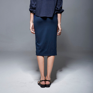 ODM para mujer ropa de oficina formal rayas algodón azul marino faldas - Product Image 5