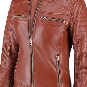 Chaqueta de Cuero para Mujer de Alta Calidad al por Mayor, Diseño Personalizado, Manga Larga, Transpirable, Impermeable, Cortavientos, Relleno de Poliéster, para Invierno - Product Image 5