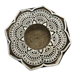 Portavelas Redondo de Madera Hecho a Mano Ecológico con Impresión en 2 Colores (Sin Vela) para Decoración de Regalos Festivos - Product Image 1