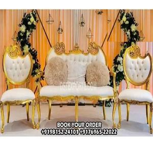 Magnífico Juego de Sofás para Bodas Musulmanas, Último Modelo de Juego de Sofás para Bodas, para Recepciones y Fiestas, Diseño Dorado, Sofá de Boda de Diseño, EE. UU. - Product Image 1