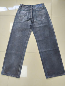 Muestra de ropa de calle personalizada Hombres Jeans Foil Wax Printed Jeans Super Baggy Fit Dirty Wash Jeans recubiertos de cera - Product Image 4