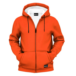 Sudaderas con capucha unisex personalizadas con logo, cremallera completa, diseño sólido de invierno, cuello con capucha, estampado en relieve, cremallera colorida, para hombre, poliéster/algodón - Product Image 1