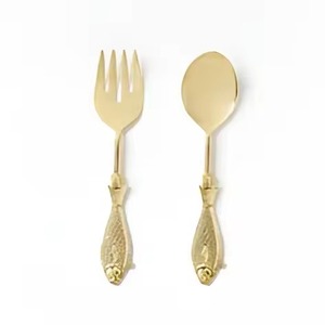 Best selling Stainless Steel & Resin Salad Servers Trendy <b>Ball</b> Handle Design Durable Metal Flatware Set - Product Image 4