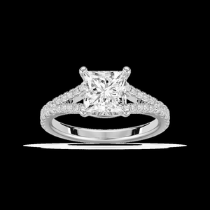 Anillo de Compromiso con Diamante Cultivado en Laboratorio, Corte Marquesa, 2.25 CTW, Banda con Pavé, Certificado IGI, Oro Sólido de 14K - Product Image 1