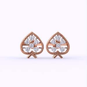 Premium Quality 14K Solid <b>Gold</b> Lab Grown Diamond Queen <b>Heart</b> Shaped Stud <b>Earrings</b> Charming Jewelry for Special Occasions - Product Image 1