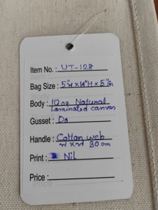 Natural <b>Canvas</b> Fashion Bottle <b>Bag</b> | <b>Small</b> Reusable Gift <b>Tote</b> with Cotton Web Handle Made in India Open Closure - Product Image 3