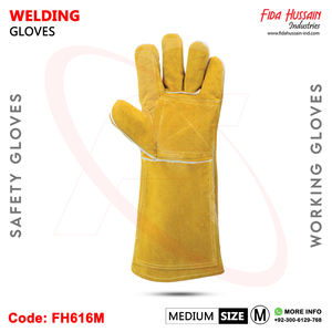 Guantes de soldadura de cuero dividido de vaca de Venta caliente Guante de seguridad industrial de puño largo para el trabajo diario Origen de Pakistán - Product Image 3
