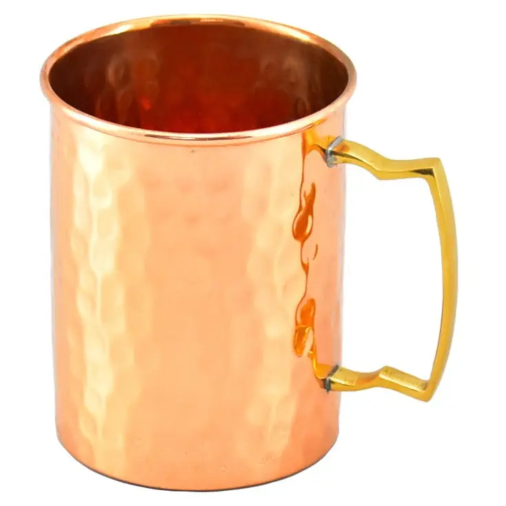 Chất lượng cao bán buôn nguyên chất đồng nguyên chất Moscow Mule Mugs búa hoàn thành với Brass xử lý nhiều đồ uống mục đích