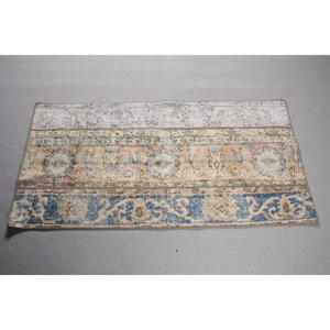 Alfombra Turca Vintage Pequeña de 2.1x4.1 pies, Alfombra Azul del Suroeste de Estados Unidos de Lana - Product Image 3