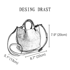 Bolso Tote de Cuero Genuino de Color Sólido, Cierre Abierto, Diseño Minimalista, Uso Diario, 7.9x8.7x5.1 Pulgadas - Product Image 6