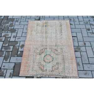 2.8x3.7 ft Vintage Turkish Rug, Small Rug, <b>Brown</b> <b>Wool</b> Rug - Product Image 1