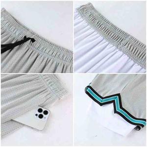Pantalones cortos deportivos 2 en 1 de malla para correr con cordón de redes de poliéster de secado rápido para hombre de verano personalizados - Product Image 4