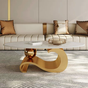 Lineage Époxy Meilleure Qualité Table Basse Ovale Blanche avec Base de Note de Musique Pièce d'Accent Moderne pour Décor de Salon - Product Image 2