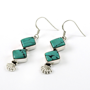 Pierre précieuse turquoise verte en argent sterling 925 crochet boucles d'oreilles bijoux boucle d'oreille fantaisie pour mariage et cadeau pour elle - Product Image 1