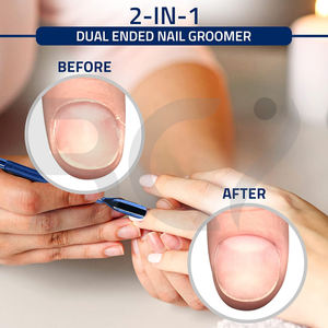 Coupe-cuticules double tête en acier inoxydable bleu, durable et réutilisable, outil de manucure personnel, repousse-cuticules - Product Image 3