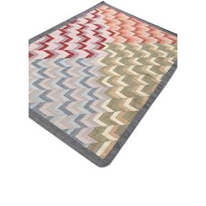 Beige & <b>Brown</b> Checkers Flat Weave <b>Wool</b> & Viscose Chevron Rug for Home-Adwv-13085 - Product Image 2