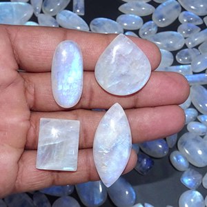 AAA+ Quality Natural <b>Rainbow</b> Moonstone Loose Cabochon Gemstone Free Size Gemstone Wholesale Lot for Fine Jewelry Making - Product Image 2