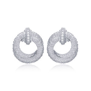 Dainty รอบรูปร่างเพทายหินพื้นผิวต่างหูสตั๊ดตุรกีขายส่ง925เครื่องประดับเงิน - Product Image 5