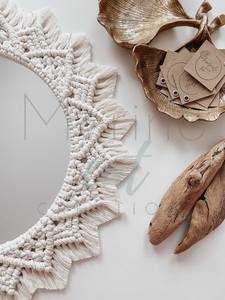 Tenture murale en macramé écologique de Bohème moderne, tapisserie décorative en miroir pour la décoration murale d'anniversaire - Product Image 3