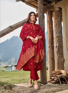 ชุดสำเร็จรูปผ้าไหมโดลาแท้พร้อมผ้าคลุมไหล่ลายแจ็คการ์ด คอลเลคชั่นขายส่งชุดอินเดียและปากีสถาน - Product Image 4