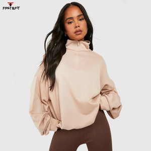 Nuevo estilo logotipo personalizado alta calidad invierno cuello alto cremallera sudaderas cortas para mujer para la venta - Product Image 6